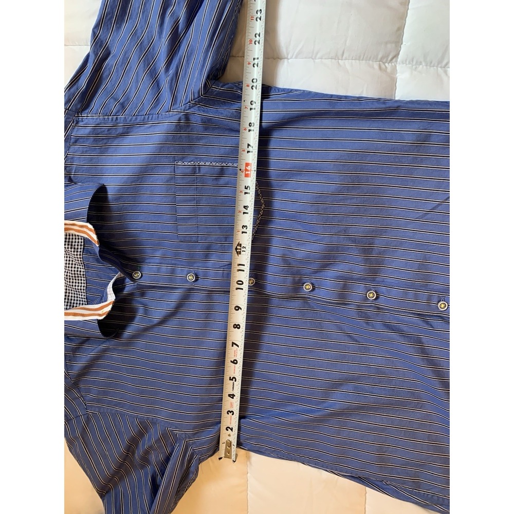 Robert Graham X Collection Mens Medium Blue Stripe Button Down Long Sleeve Shirt - Picture 10 of 15